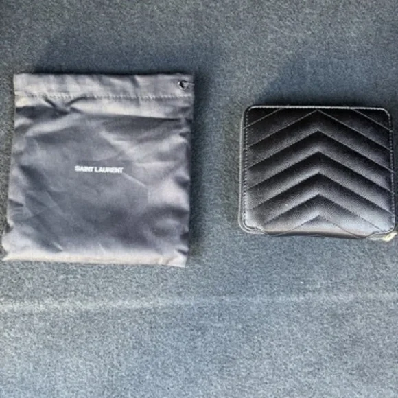 Saint Laurent YSL Cassandra Matelassé Compact Leather Wallet – Black - Picture 2 of 8